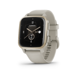 Venu® Sq 2 – Music Edition, Cream Gold Aluminium Bezel with French Grey Case and Silicone Band