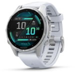fēnix® 8 – 43 mm, AMOLED  Silver with Whitestone silicone band